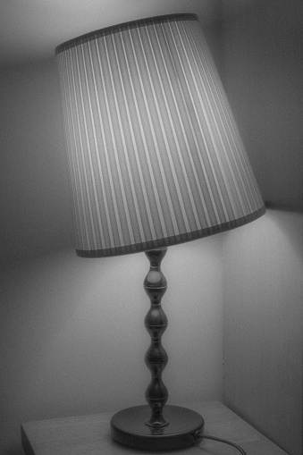 b/w lamp with broken shade