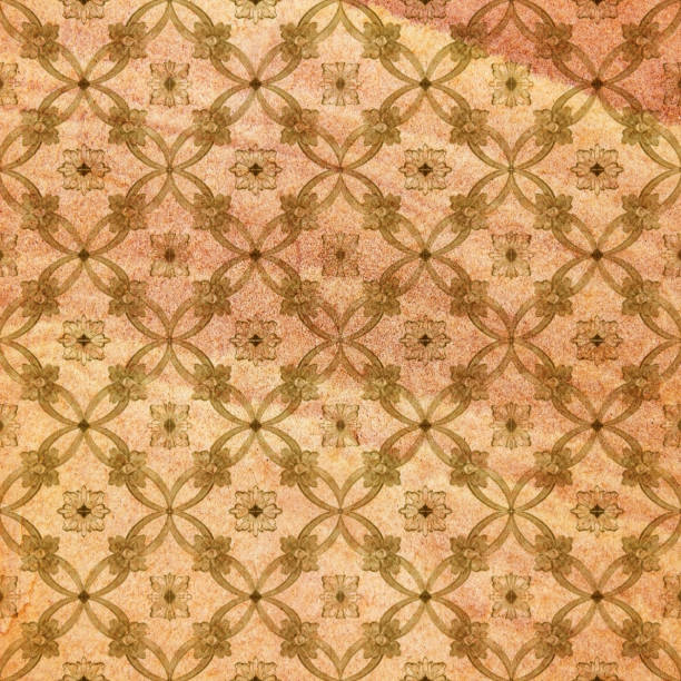 istock Old decorative sandstone tile background patterns handicraft from thailand In the park public. 696414190