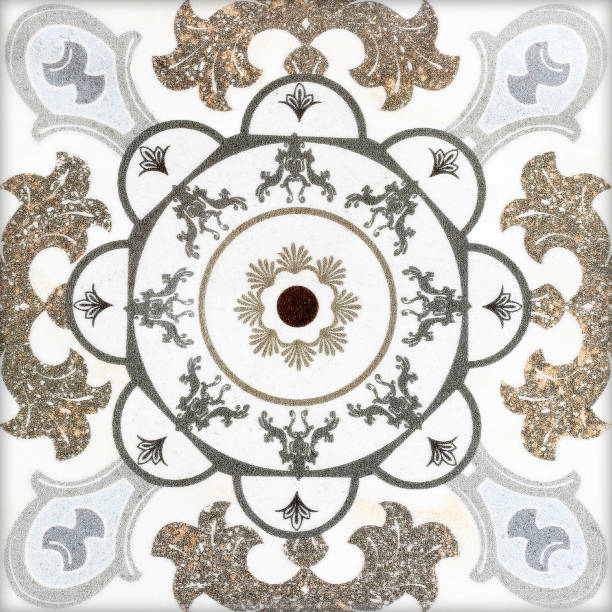 istock Old ceramic tiles patterns handicraft from thailand In the park public. 696414952