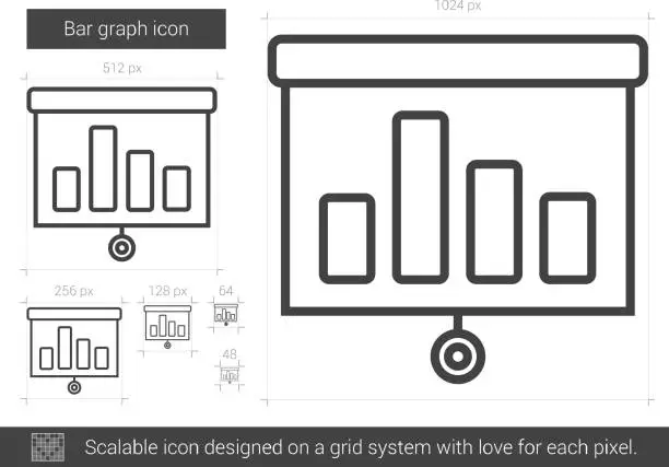 Vector illustration of Bar graph line icon