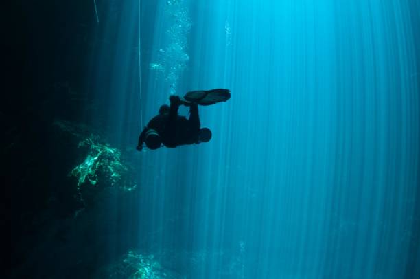 istock solo tech diver going through laser beams of light in the pit 2 696427626