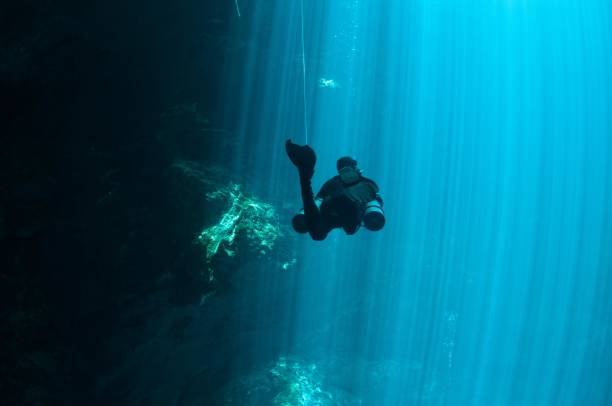istock solo tech diver going through laser beams of light in the pit 3 696427658