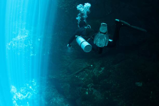 istock solo tech diver going through laser beams of light in the pit 1 696427676