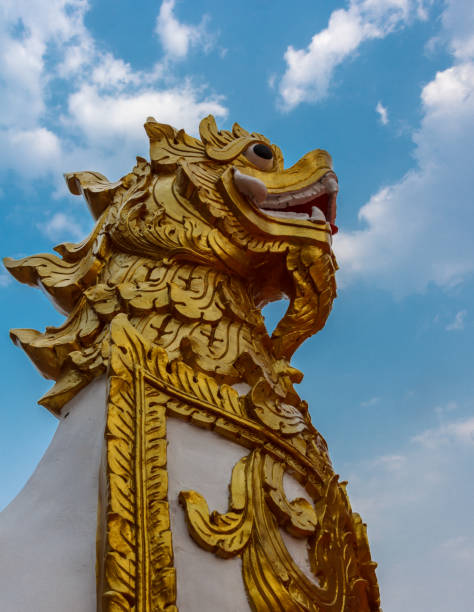 löwenstatue von schönen alten tieren - shanghai temple door china stock-fotos und bilder