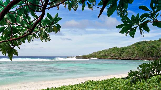 ala playa, saipan en un día soleado - saipan fotografías e imágenes de stock