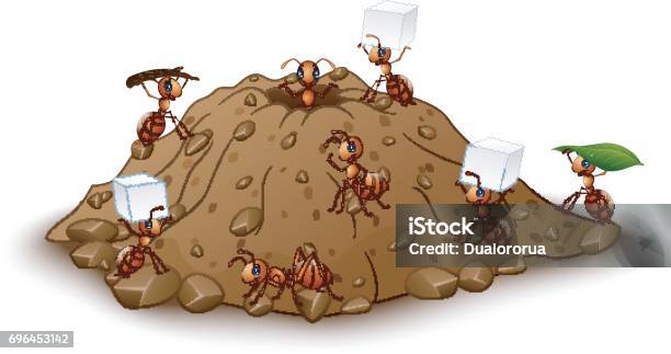 Cartoon Ants Colony With Anthill Stock Illustration - Download Image Now - Ant, Anthill, Cartoon