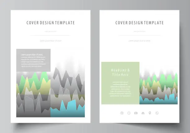 Vector illustration of The vector illustration of the editable layout of A4 format covers design templates for brochure, magazine, flyer, booklet, report. Rows of colored diagram with peaks of different height