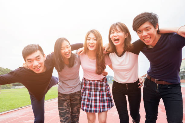 istock Group of happy friends taking a selfie 696454136