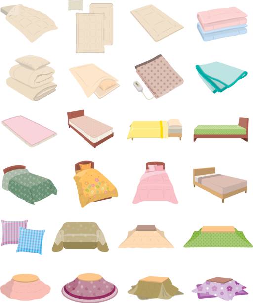 ilustrações de stock, clip art, desenhos animados e ícones de household goods - pillow cushion vector bedding