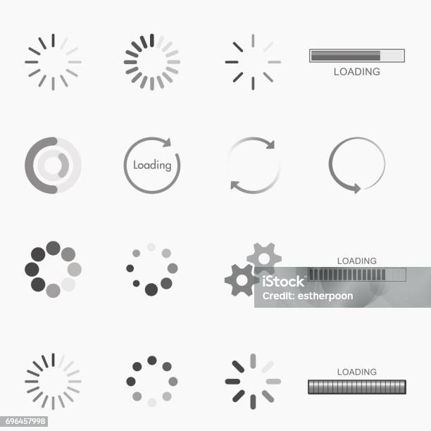 Chargement Des Icônes Vecteurs libres de droits et plus d'images vectorielles de Charger - Activité - Charger - Activité, Téléchargement, Cercle