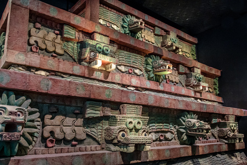 Mexico City, Oct 2016: Replica of Teotihuacan Temple at National Museum of Anthropology (Museo Nacional de Antropologia, MNA) - Mexico City, Mexico