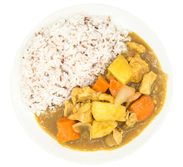 istock Japanese chicken curry on isolated background. 696464586