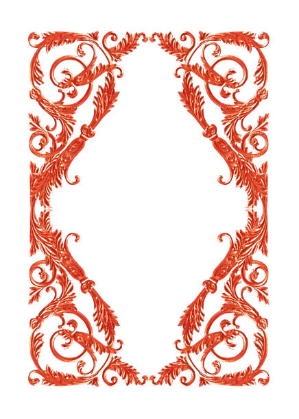 istock Pattern of flower carved frame on white background 696467300