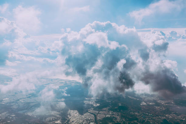 istock Aerial view of grounds and dramatic sky 696468106
