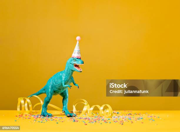 Dinosaur Birthday Party Stock Photo - Download Image Now - Dinosaur, Birthday, Toy