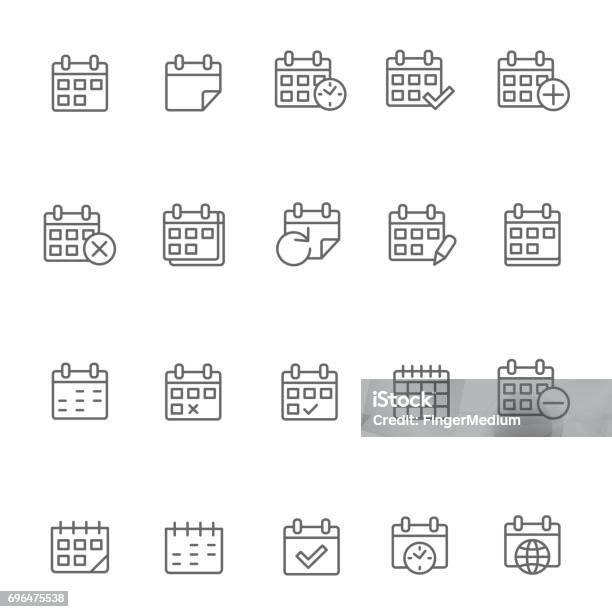 Calendar Icon Set Stock Illustration - Download Image Now - Calendar, Time, Calendar Date