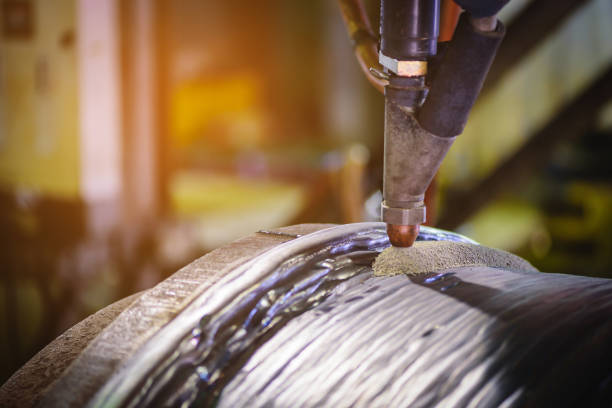 proceso en la industria de acero de soldadura al arco sumergida. - diseño flux fotografías e imágenes de stock