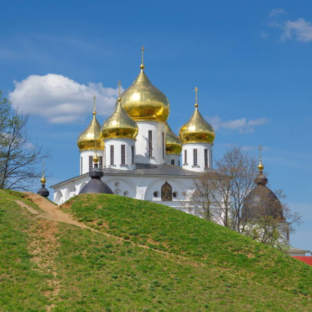 Domes of the assumption Cathedral of the Dmitrov Kremlin, Dmitrov, Moscow region, Russia