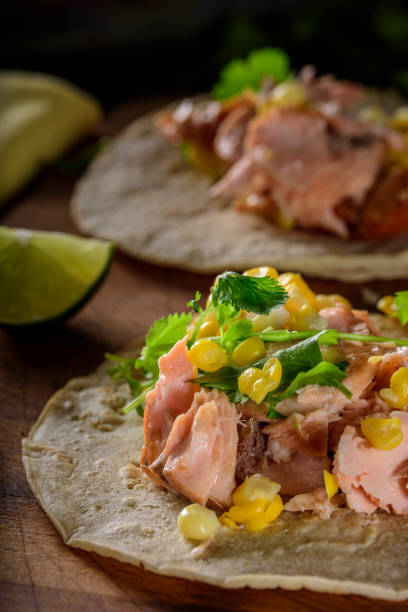 istock White Corn Tortilla with Grilled Salmon 696495848