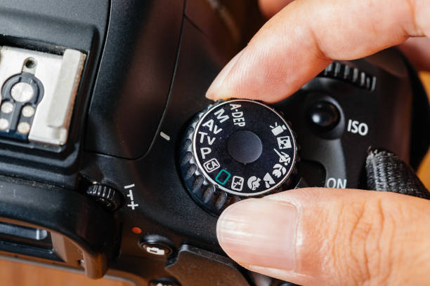istock Tv dial mode on dslr camera with fingers on the dial 696496254