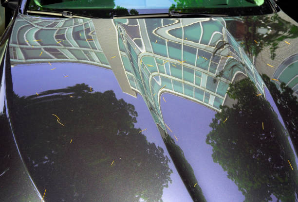 istock Modern building reflections on cars hoods 696499924