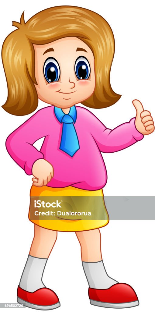 Cute School Girl Cartoon Stock Illustration - Download Image Now - Back,  Back to School, Brown Hair - iStock