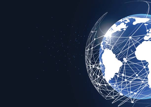 istock Global network connection. World map point and line composition concept of global business. Vector Illustration 696511886