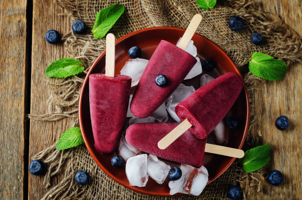 istock Blueberry Ice cream with fresh blueberries and ices 696517276