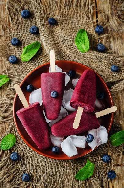 istock Blueberry Ice cream with fresh blueberries and ices 696517278