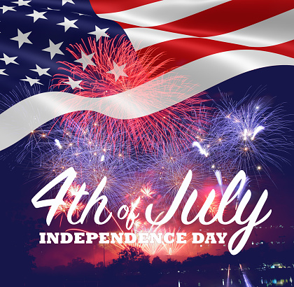 Fourth of July Independence Day card. Independence day fireworks. Independence day celebrate. Independence Day festive.