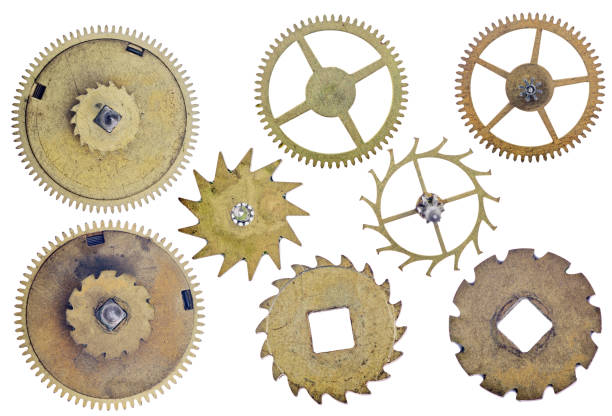 istock eight old brass isolated gears 696518336