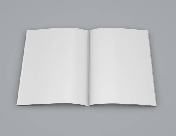 istock Open newspaper blank pages on gray background 3D illustration. 696519240