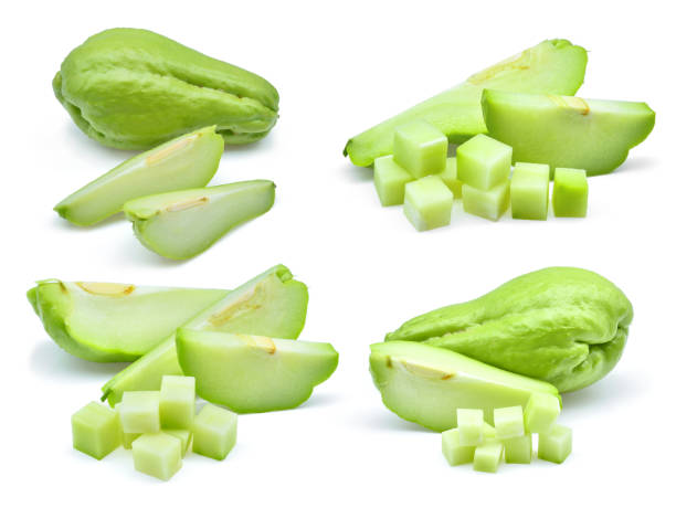 istock set of fresh chayote isolated on white background 696519378