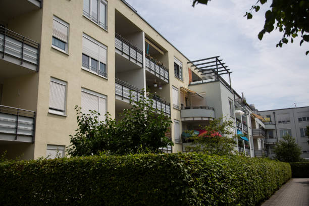 istock Modern multi-family house with green area 696521892