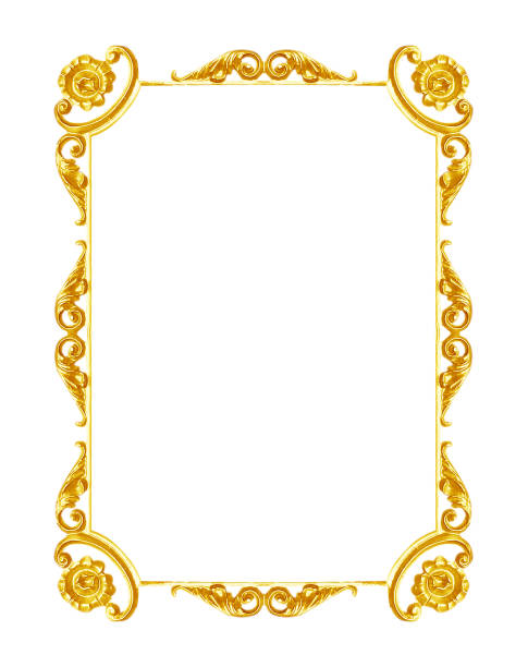 istock Ornament elements, vintage gold frame floral designs 696522086