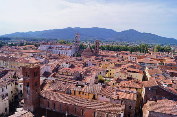 istock Aerial view from the Clock Tower of Lucca 696522324
