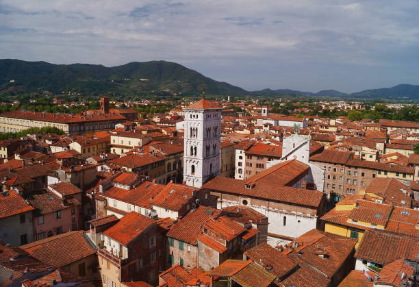 istock Aerial view from the Clock Tower of Lucca 696524426