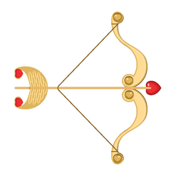istock Retro cupid bow and arrow with heart and ornamental arch 696532830