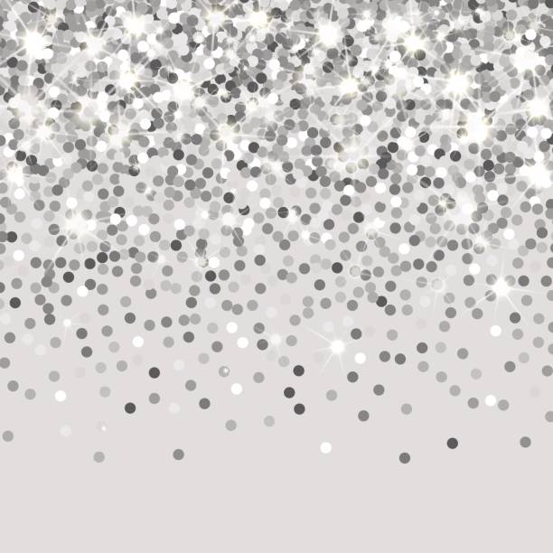 Falling silver particles on a black background. Scattered silver confetti. Rich luxury fashion backdrop. Bright shining glitter. Round dots Falling silver particles vector background. Scattered silver confetti. Rich luxury fashion backdrop. Bright shining glitter. Round dots illustration. silver background stock illustrations