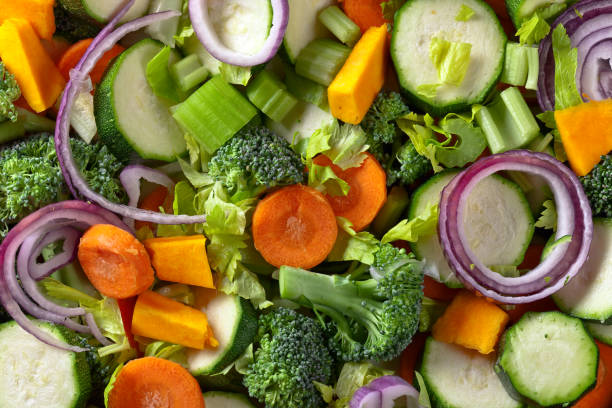 Close-up of sliced raw vegetables