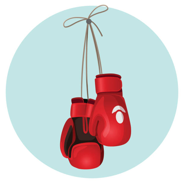 illustrations, cliparts, dessins animés et icônes de gants de boxe en cuir en illustration vectorielle de couleur rouge et noir - boxing glove sports glove isolated old