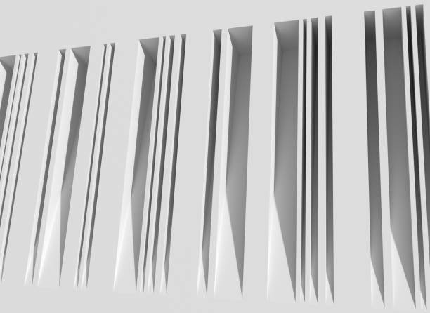 istock Neutral 3D background. Rendering of wall surface with vertical grooves. 696542882
