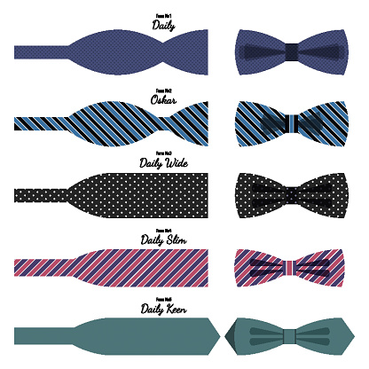 Bow Ties Set In Colors With Names On White Stock Illustration ...