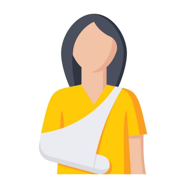 Woman with Broken Arm Woman with broken arm for orthopedics concept, vector illustration in flat style arm sling stock illustrations