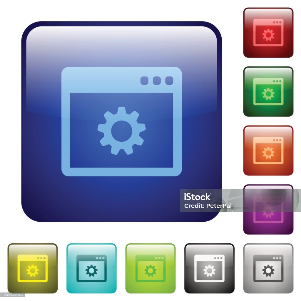Square Settings Button Application Settings Color Square Buttons Stock Illustration - Download ...