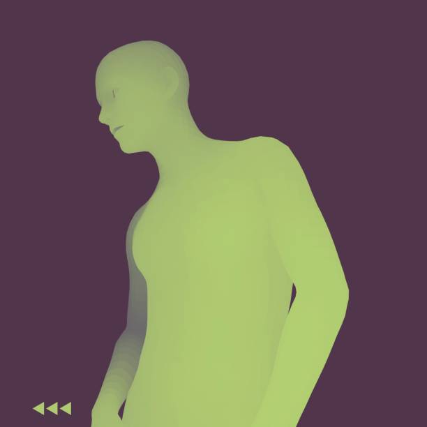 istock Man in a Thinker Pose. 3D Model of Man. Business, Psychology or Philosophy Vector Illustration. 696548344
