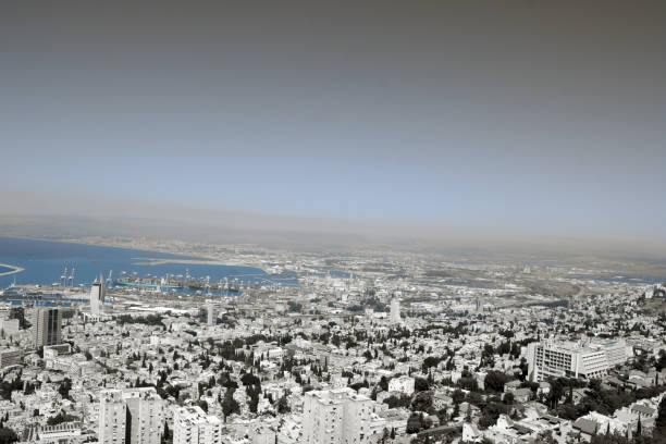 istock Haifa Bay, black and white, Israel 696552196