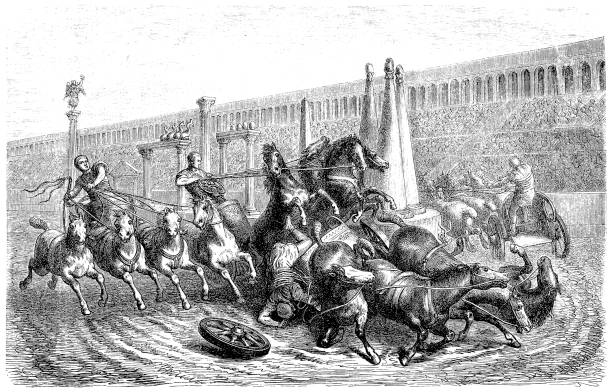 ilustrações, clipart, desenhos animados e ícones de roman corrida de charrete - rome italy roman forum ancient