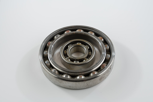 Ball bearings on a white background
