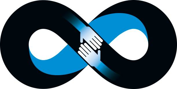 istock Infinite friendship, friends forever, special vector emblem combined with two symbols of eternity loop and human hands. 696561554